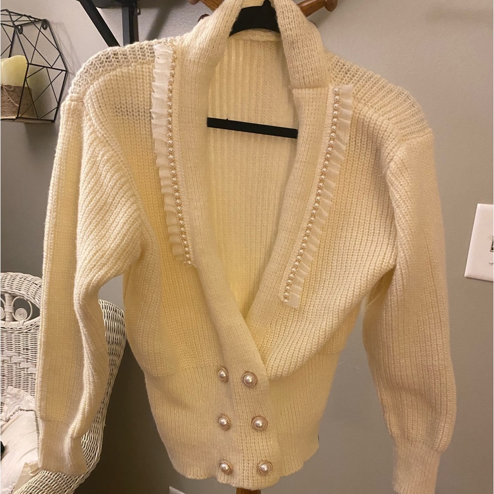 Ivory button down sweater